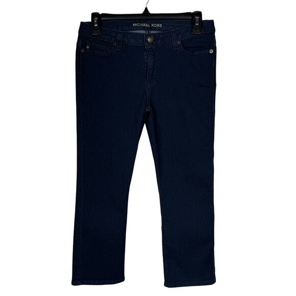 Michael Kors SZ 2 Skinny Capris Jeans Low-Rise Stretch Zip-Fly Dark Wash Pockets - Picture 1 of 10